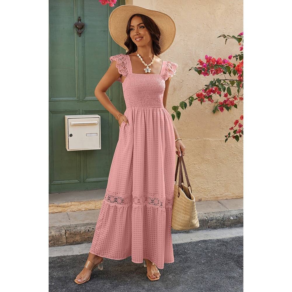 Supreme Fashion Midi Dress Sleeveless Womens S Pink Flutter Sleeve Elegant NWT